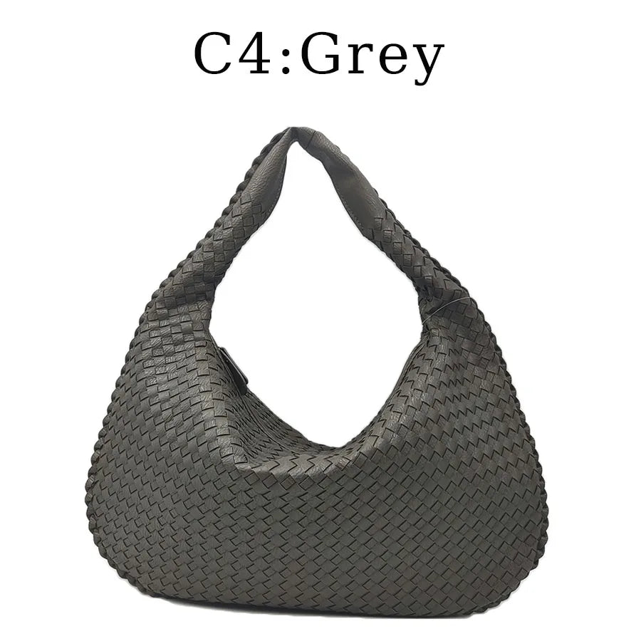 3136 Summer Fashion Designer Braided Vegan Leather Handmade Woven Shoulder Bags for Women Handbags in Red New Design