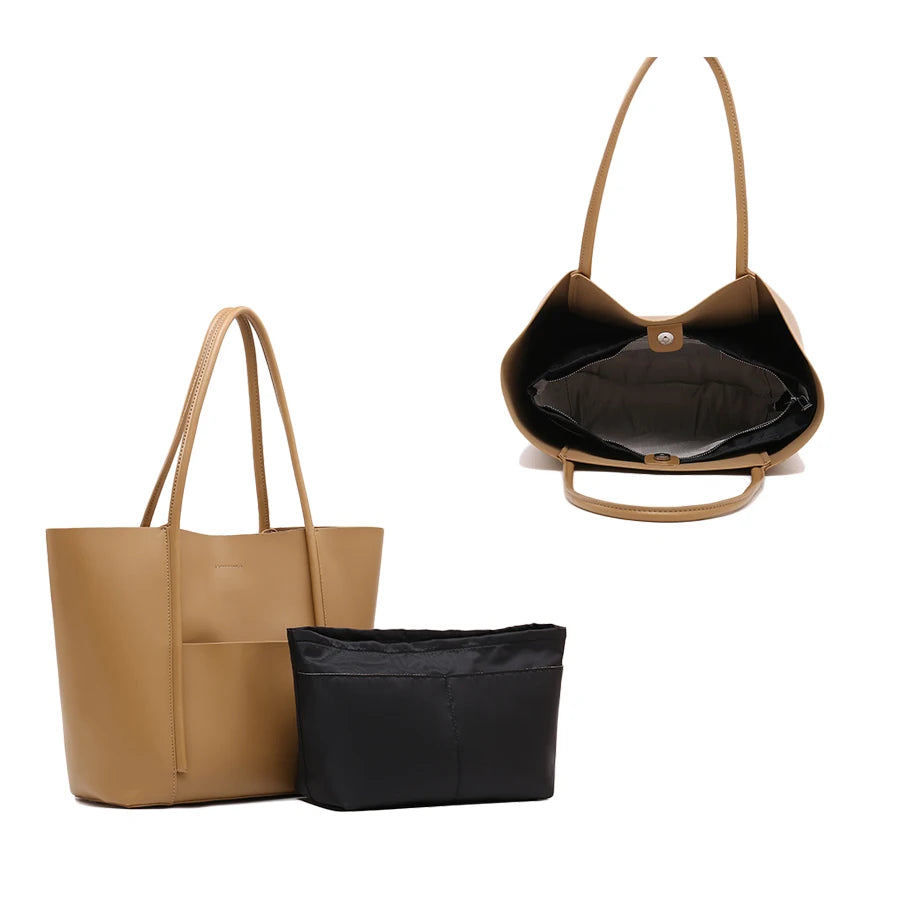 3185 Trendy Women's Luxury PU Leather Tote Bag Ready Bag Large Black Foldable Handbag for Autumn Winter Spring Open Closure Type