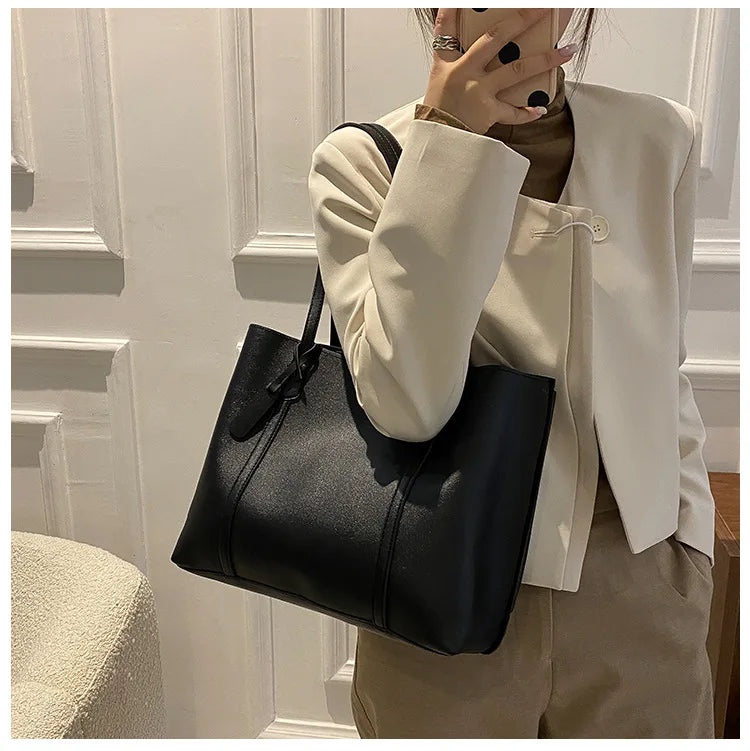 Solid Color Simple Women Large Capacity Women's Handbag PU Leather Underarm New  Shoulder Bag Shopping Travel Elegant Bags