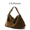 3246 L Custom Luxury Winter Pillow Genuine Leather Suede Hand Bag Zipper Closure Polyester Lining Portable Women Tote Bag