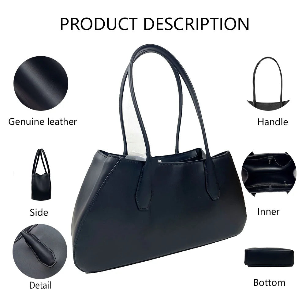 3419 A- Women First Layer Cowhide Tote Handbag Elegant Work Shoulder Bag Large Capacity Custom Made Service