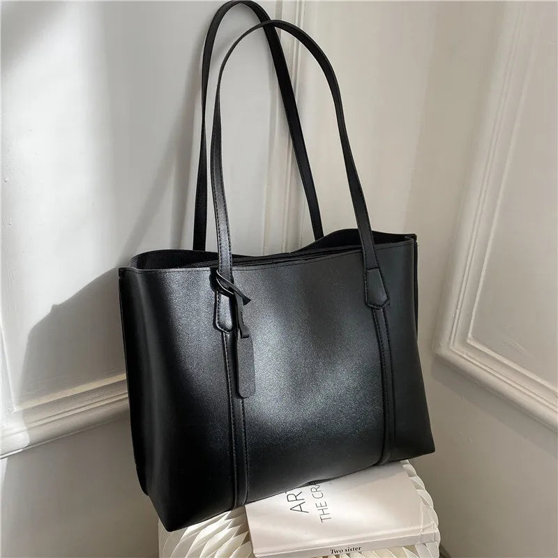 Solid Color Simple Women Large Capacity Women's Handbag PU Leather Underarm New  Shoulder Bag Shopping Travel Elegant Bags