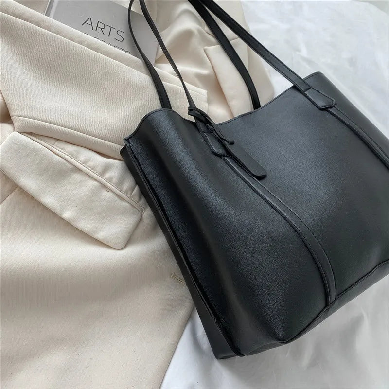 Solid Color Simple Women Large Capacity Women's Handbag PU Leather Underarm New  Shoulder Bag Shopping Travel Elegant Bags