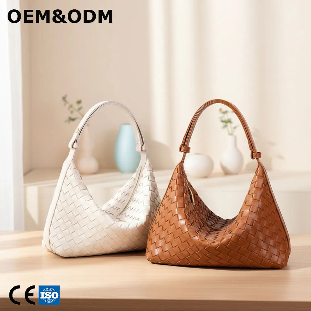 3175-1 Top-Tier Professional Vegan PU Leather Texture Finish Professional Daily Office Commute Use Woven Hobo Shoulder Bag