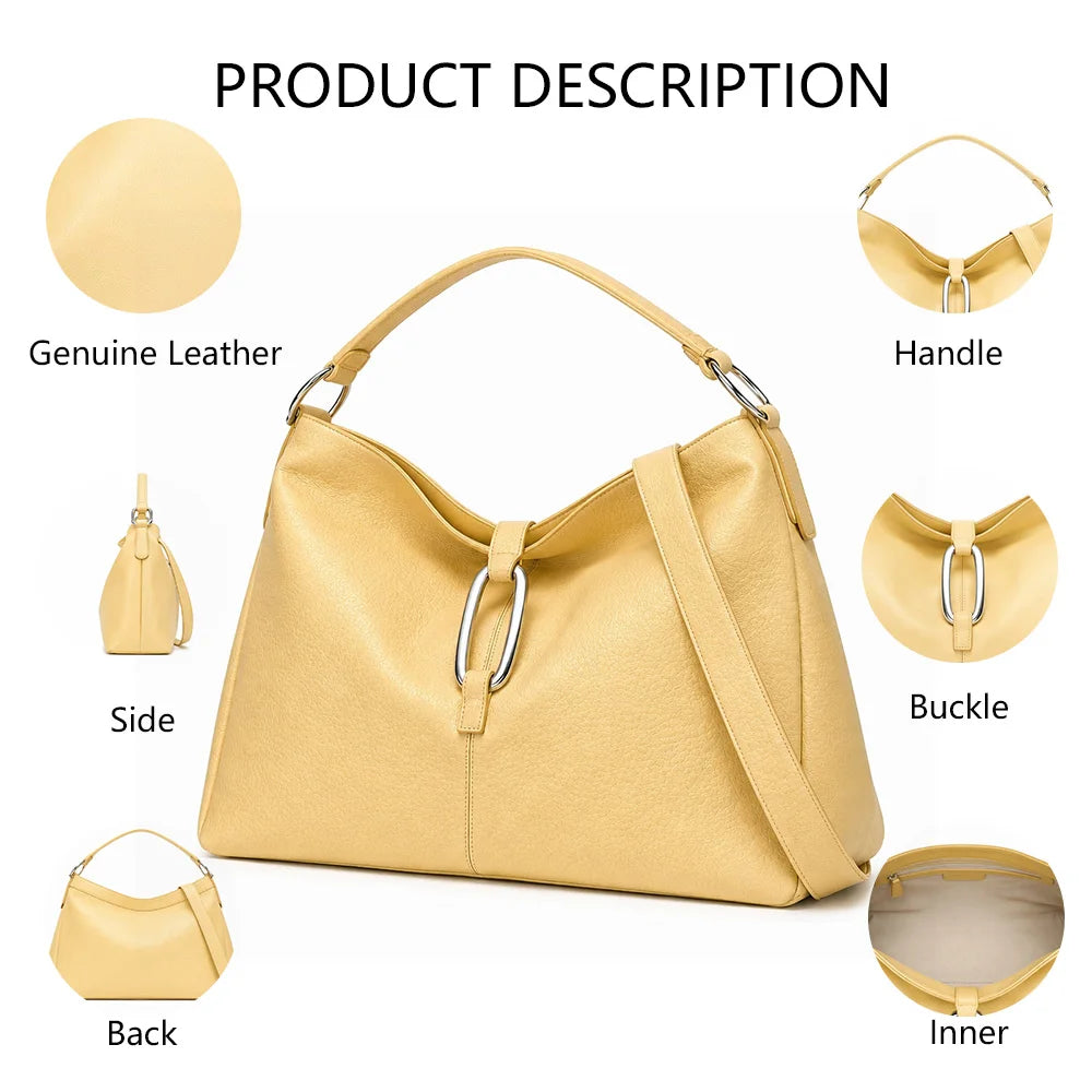 3449 Oversized Super Shoulder Bag Women Yellow Nappa Leather Hobo Tote Laptop Compatible Wide Strap Handbag Minimalist Purse