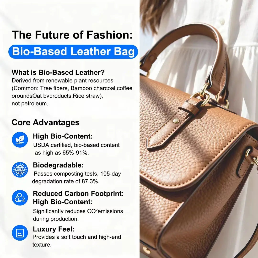 3418 A- Bio Based Leather Women Tote Handbag Custom Logo Ladies Work Smart Bag with Metal Letter Charm