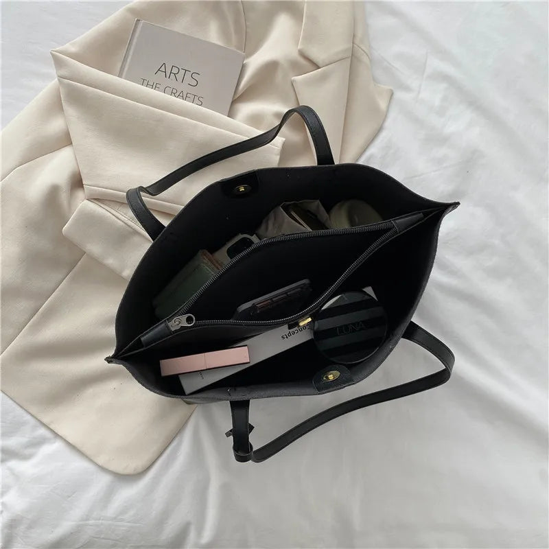 Solid Color Simple Women Large Capacity Women's Handbag PU Leather Underarm New  Shoulder Bag Shopping Travel Elegant Bags
