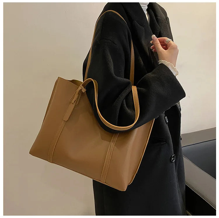 Solid Color Simple Women Large Capacity Women's Handbag PU Leather Underarm New  Shoulder Bag Shopping Travel Elegant Bags