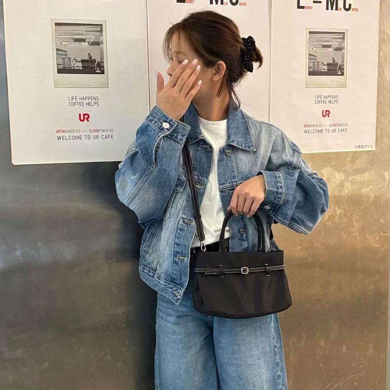 新款小个子显高斜挎包马卡龙色系个性手提包日常职场女性托特包