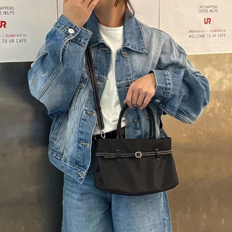 新款小个子显高斜挎包马卡龙色系个性手提包日常职场女性托特包