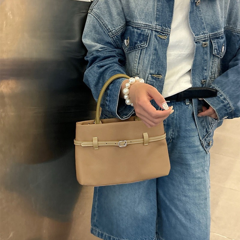 新款小个子显高斜挎包马卡龙色系个性手提包日常职场女性托特包
